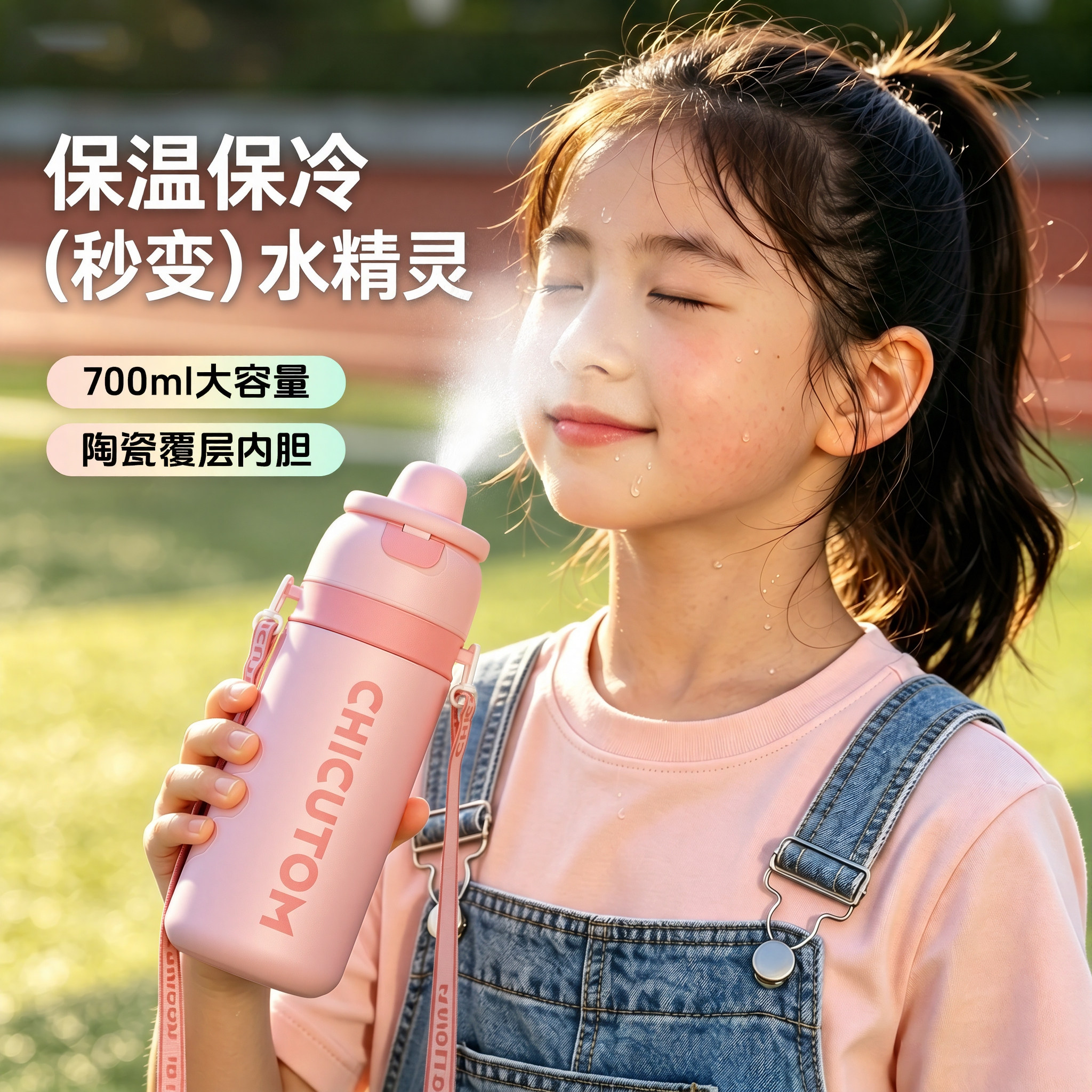 奇古堂运动喷雾保温保冷杯2026新款夏健身水壶学生上学专用随手杯