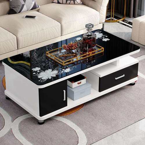 欧式圆角茶几简约现代电视柜茶几组合小户型钢化玻璃茶桌桌子客厅