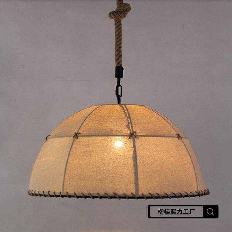 怀旧复古麻布麻绳吊灯美式乡村简约北欧灯饰布艺创意餐厅灯具