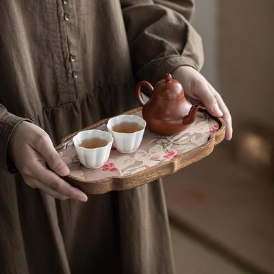 明泉茶斋胡桃木四方壶承干泡盘茶台中式小型茶壶托盘家用复古茶盘