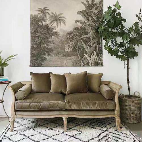 美式沙发客厅2023新款现代简约布艺沙发实木轻奢高端棉麻单人沙发