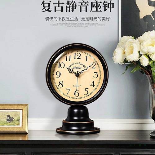 美式座钟客厅2025新款钟表摆放式轻奢台式电视柜桌面时钟摆件
