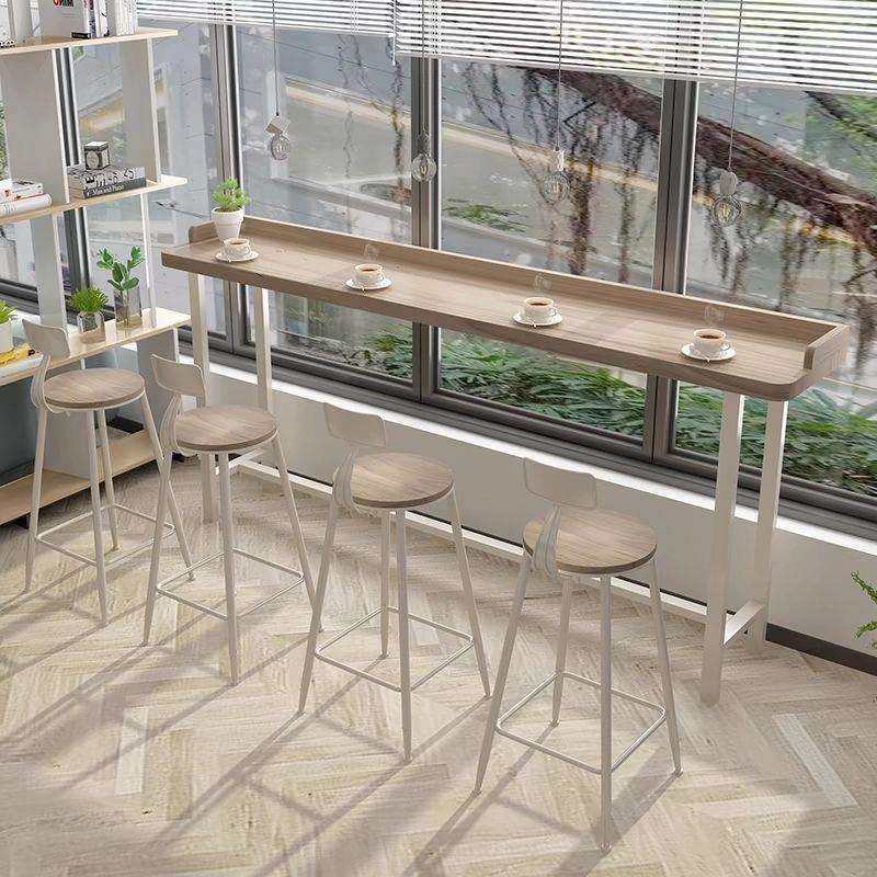 阳台实木吧台长条桌子家用简约靠墙现代酒吧奶茶高脚组合桌椅