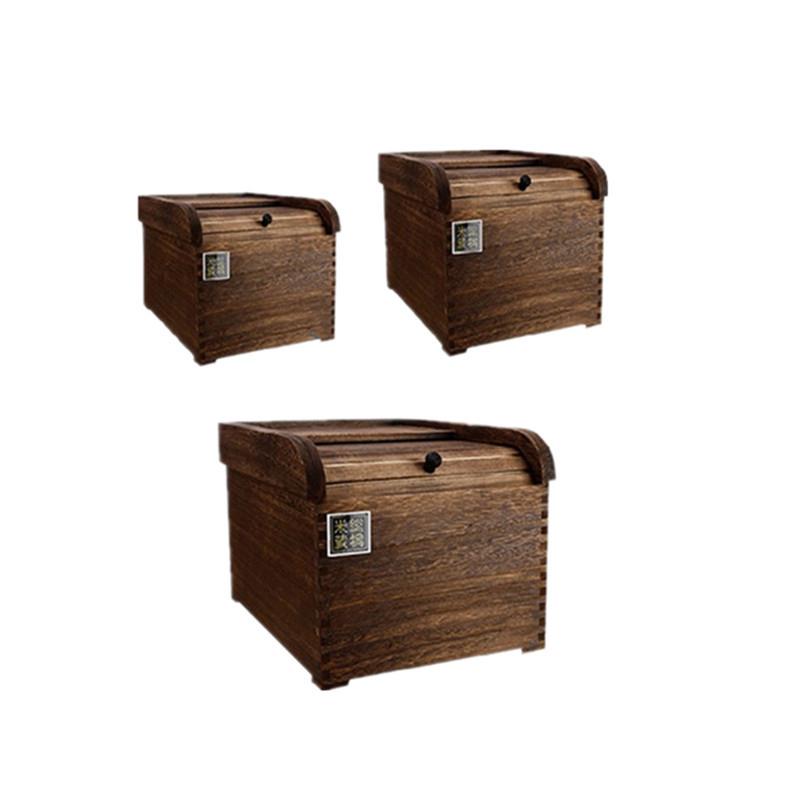 实木储米箱密封碳化米桶保鲜米柜10kg防虫防潮杂粮面箱10斤20斤装