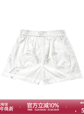 ROLLCALL25新款镂空刺绣短裤直筒裤短款休闲运动裤显瘦百搭