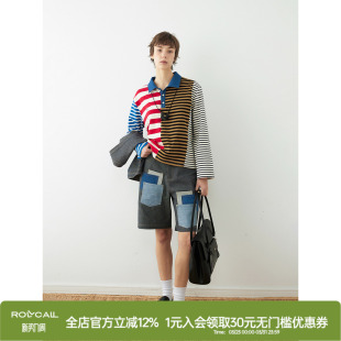 撞色贴布拼接宽松直筒五分裤 ROLLCALL 26SS