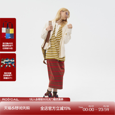 ROLLCALL长袖新款条纹亨利黄色