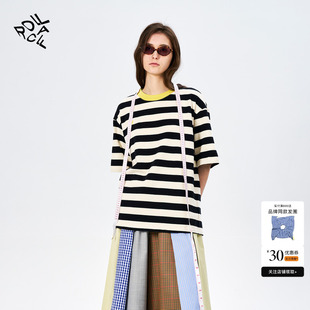 T恤中袖 rollcall 百搭圆领上衣短款 25新款 显瘦 条纹短袖