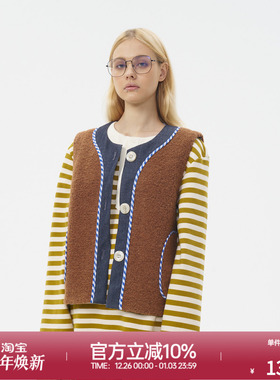 ROLLCALL25秋季新款羊毛马甲原创设计纯色单排扣圆领上衣