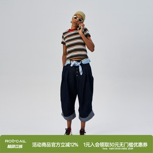 ROLLCALL新款 圆领短款 条纹短袖 T恤上衣 基础百搭正肩修身
