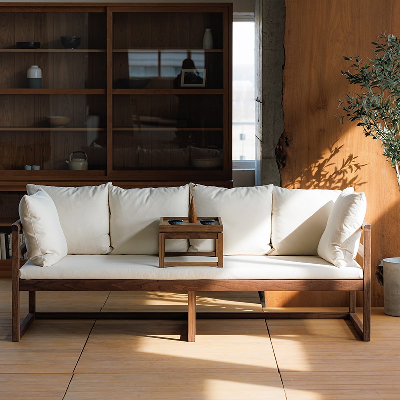 以山 山禾罗汉床 新中r式罗汉床黑胡桃木樱桃木原木床榻沙发床实