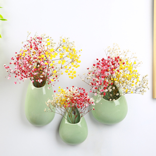 挂在墙上 饰 壁挂干花花瓶免打孔绿萝水培陶瓷花盆墙壁创意客厅装