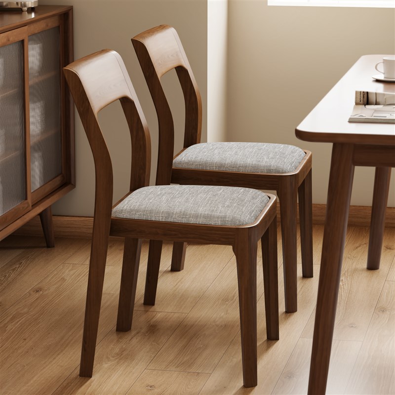 实木餐桌椅家用餐椅黑胡桃木靠背椅子简约休闲书桌椅餐厅商用凳子