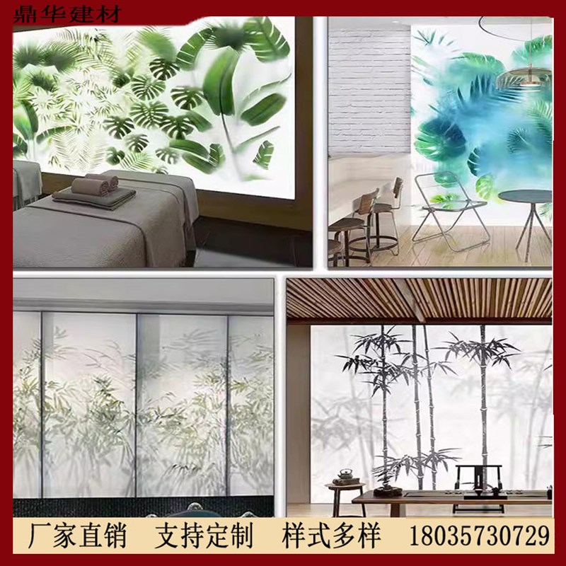 竹影透光板d植物树脂板冰裂板琥珀板蚕丝板冰雾云丝板门头隔断树