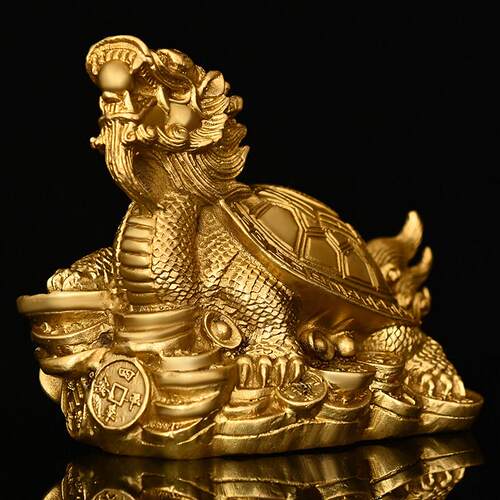 黄铜中式龙龟摆件家居客厅与办公室镇宅装饰品 祝福工艺品