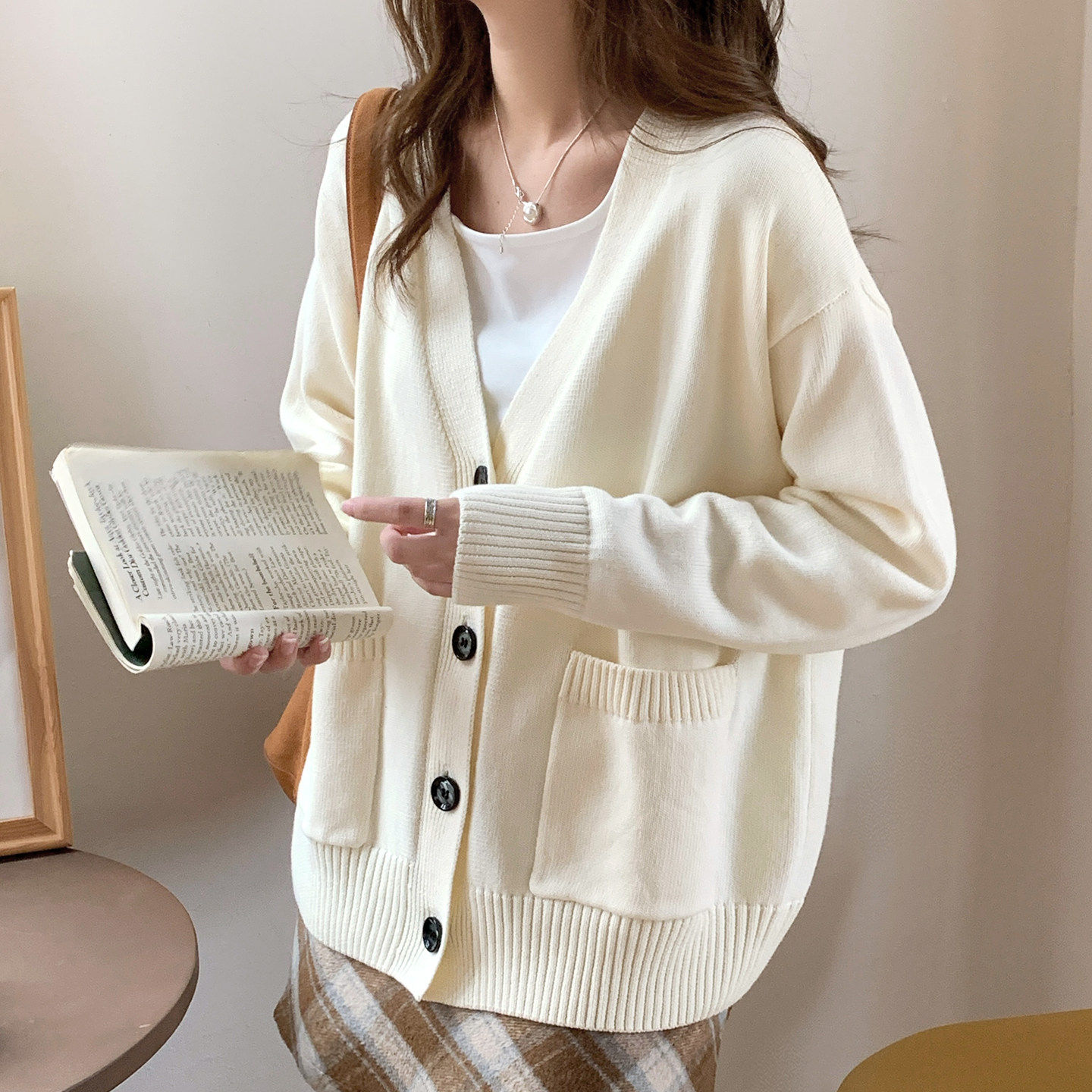 100%棉 纯棉抗起球红色针织开衫女春秋冬宽松高级感简约毛衣外套,女装/女士精品,毛针织衫,淘宝优惠券,粉丝福利购,淘宝优惠卷