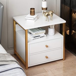 ins风 铁艺床头柜轻奢简约现代收纳北欧金属床边柜家用卧室简易款