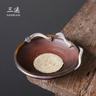 手工陶瓷复古蛇壶承干泡茶盘干泡台紫砂壶养壶盘壶托 三遍柴烧中式
