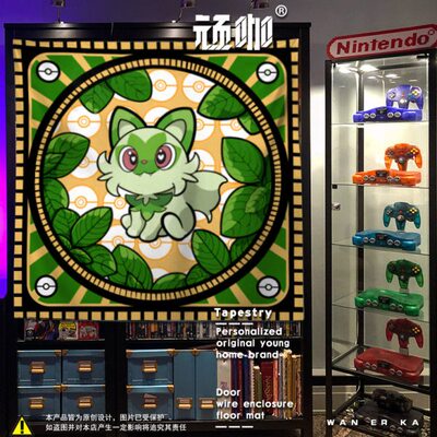 鳄 润朱紫鸭水御家房间装饰品背景墙火挂布宝可梦三新网红叶喵 呆