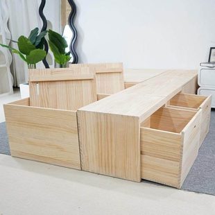 黑龙江榻榻米木箱拼床飘窗柜拼接床加宽组合储物箱抽屉整理箱收纳