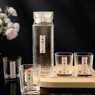 带盖】透明【杯套纹玻璃杯凉水壶冷水壶耐热1加厚锤4壶家用大容量