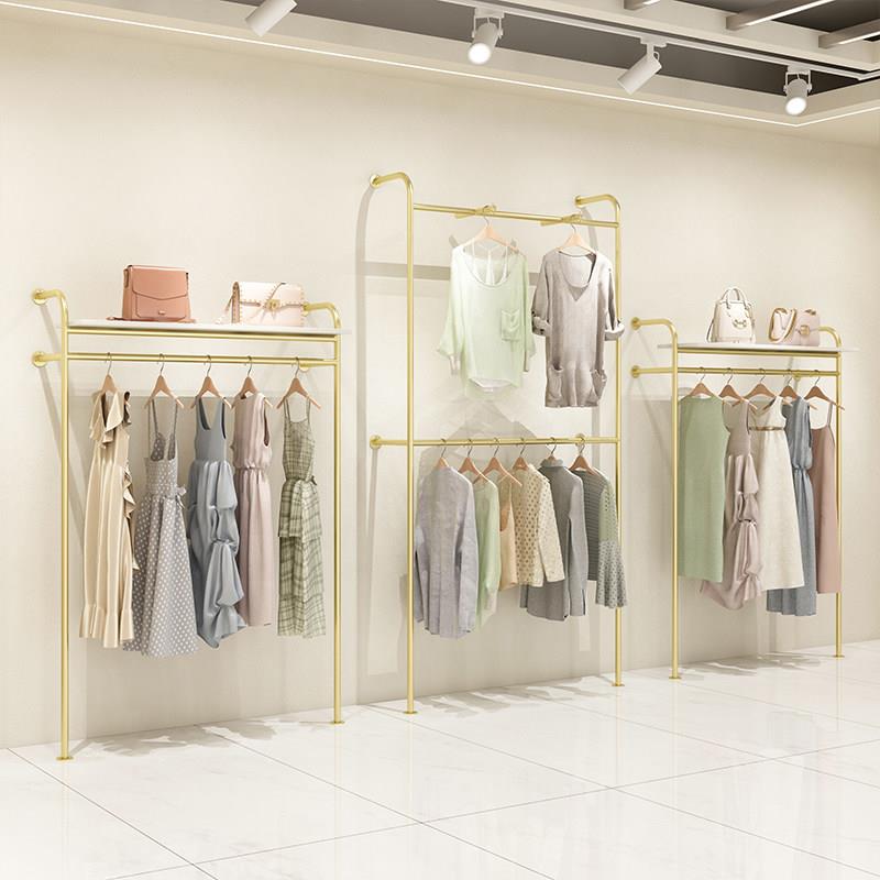 服装店双层展示架上墙衣服侧挂陈列架墙上货架女装店壁挂式挂衣架