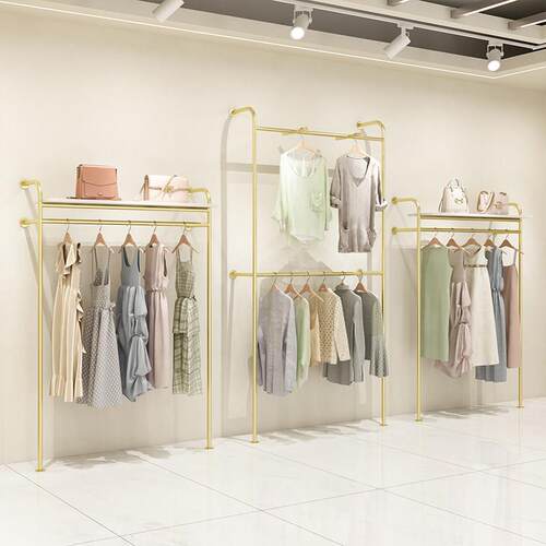 服装店双层展示架上墙衣服侧挂陈列架墙上货架女装店壁挂式挂衣架