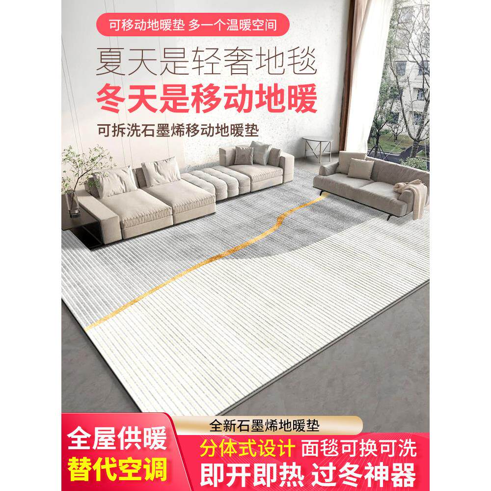 石墨烯电加热地毯客厅地板加热垫家用可拆卸可洗移动卧室加热地毯