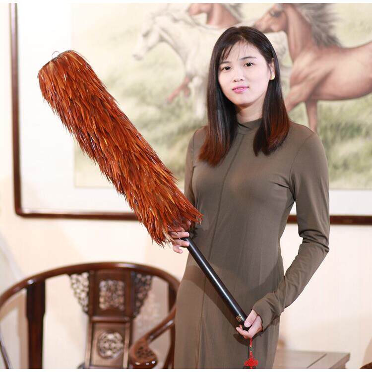 红宝芳乌木柄真羽毛除尘器家用羽毛吸尘不脱落纯手工加长型
