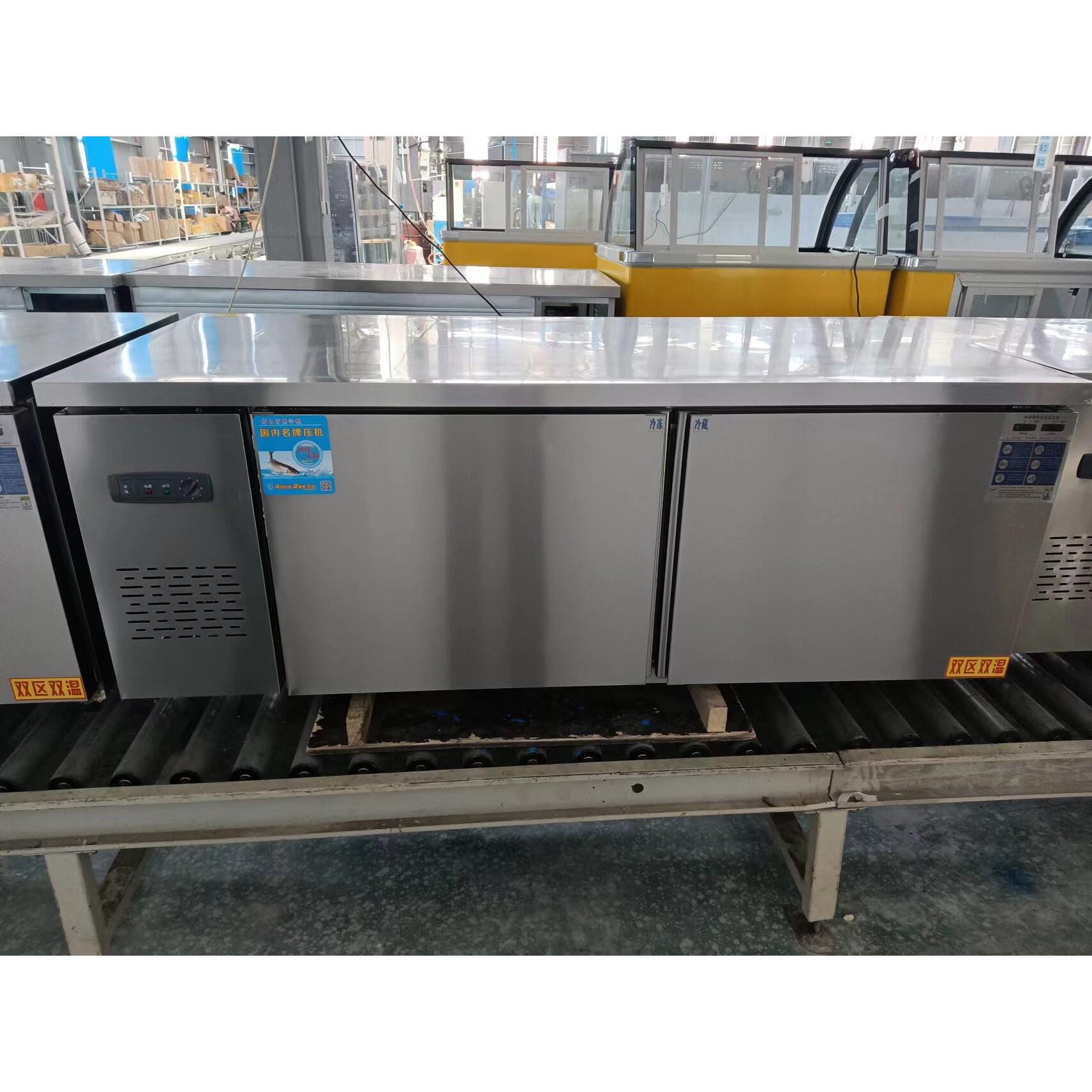 不锈钢制冷操作台冷藏冷冻双温工作台平面操作台冰台奶茶