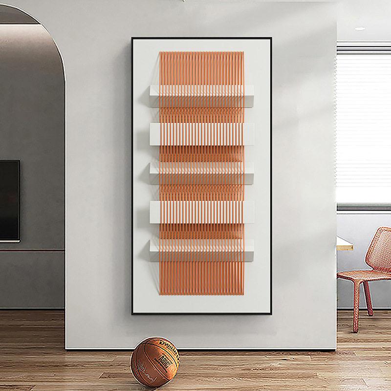 走廊装饰画高级感几何竖版装饰画晶瓷轻奢玄关画北欧抽象建筑挂画