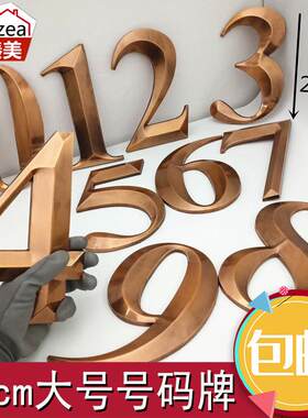门牌号码牌定制23cm大号门牌号数字ABS电镀宾馆房间号自粘指示牌