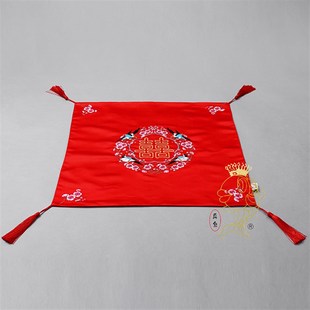 人气秀禾结婚盖头床头柜布刺绣大红绸缎龙凤鸳鸯牡丹多用盖巾包邮