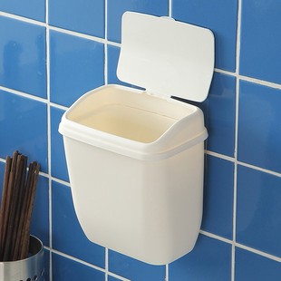 欧润哲无痕贴壁挂式 垃圾桶小号带盖 垃圾箱 卫生间玻璃门挂贴式