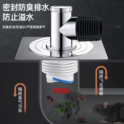 【下单立减50】下水三通洗衣机烘干机二合一排水管道地漏防臭接头
