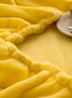 珊瑚绒床笠单件 冬天黄色法兰绒床罩加绒加厚床垫保护套1.5m18米
