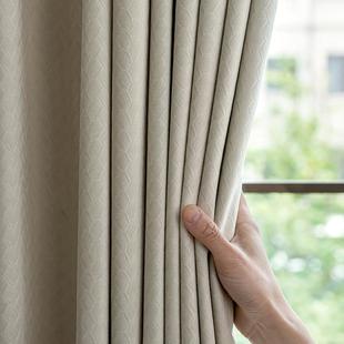 北欧轻奢窗帘卧室遮光简约现代客厅清新本白色天鹅绒布丝绒落地窗