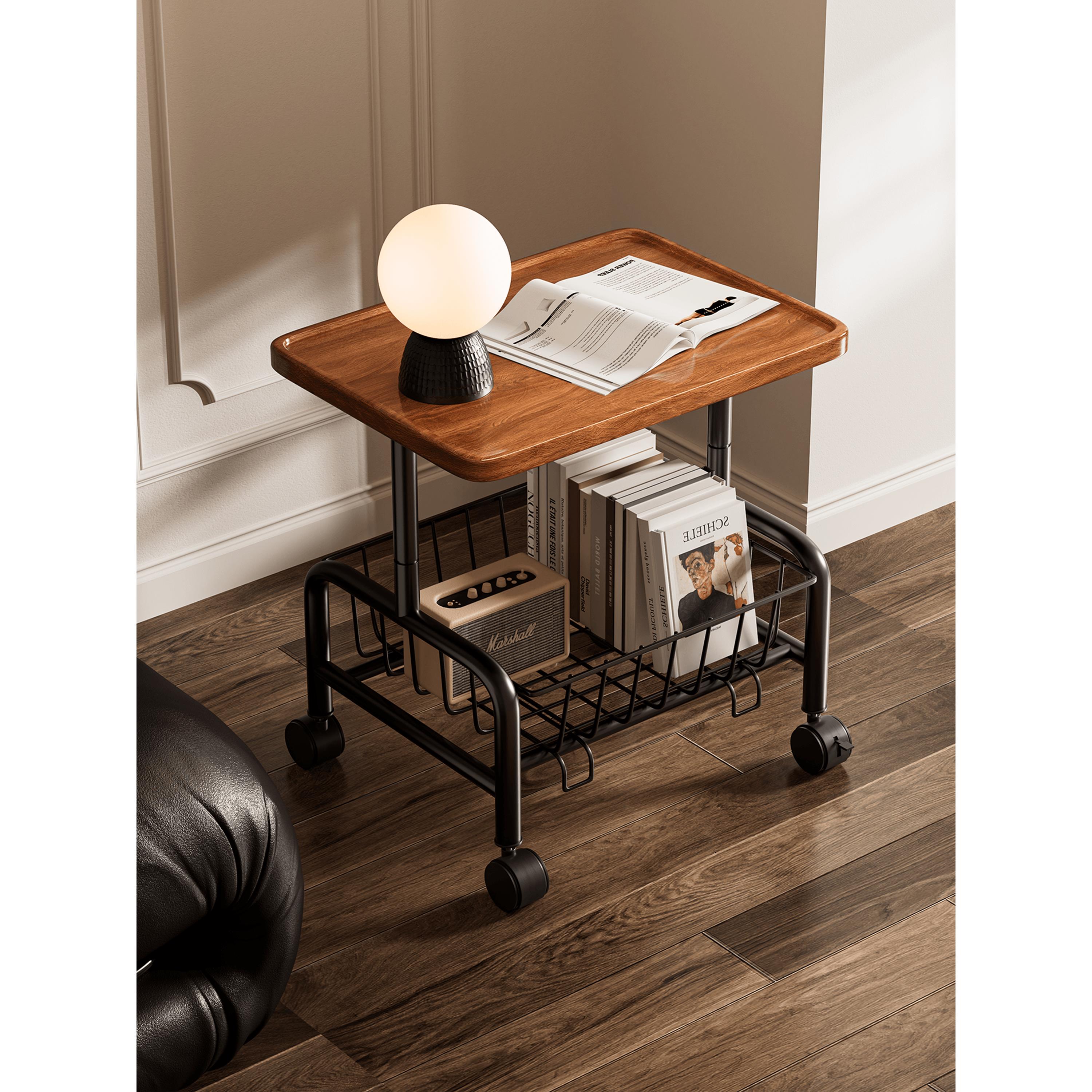 复古风沙发边几可移动客厅小推车置物架带轮小茶几家用简易小桌子