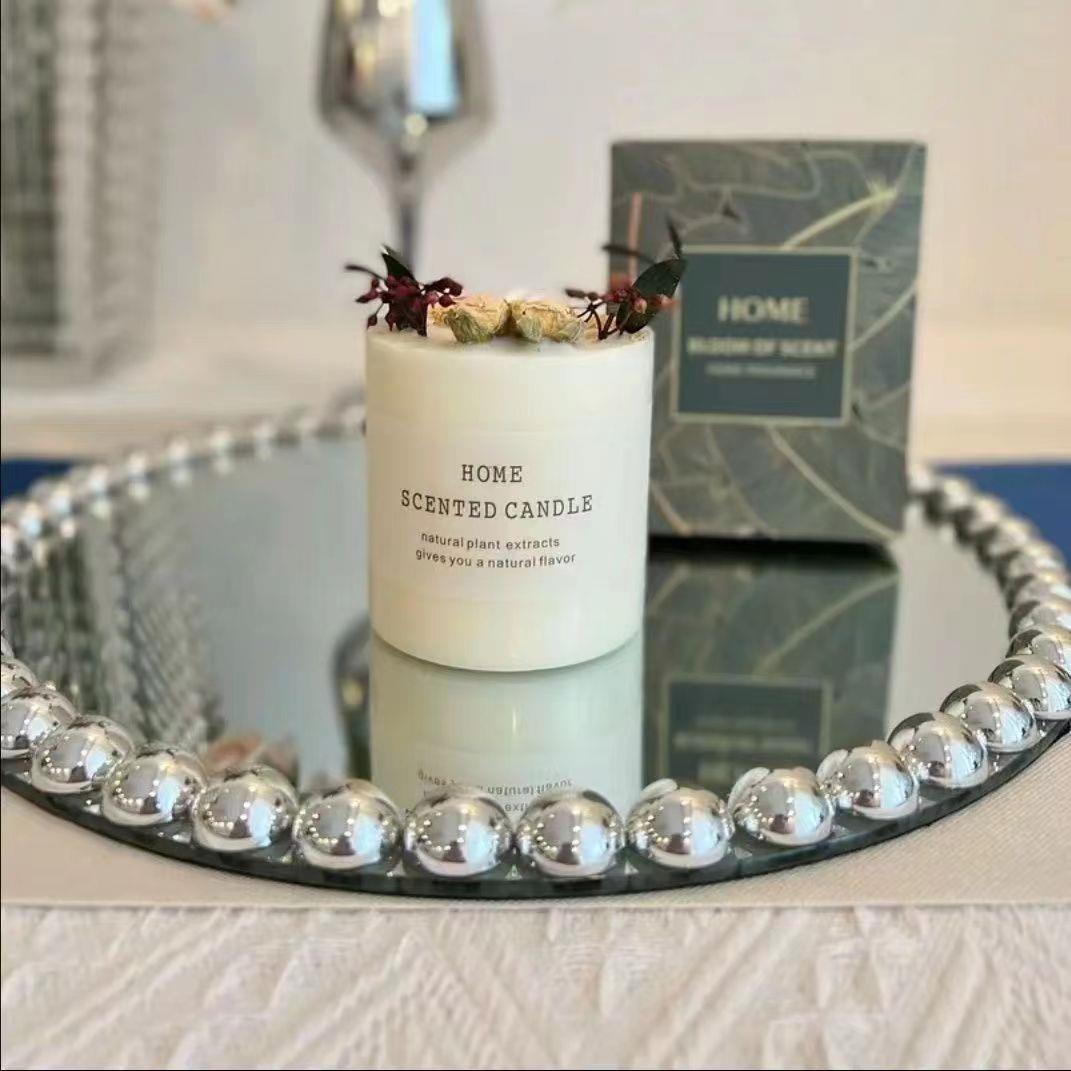 镜面托盘轻奢商用珠点展示盘家用客厅茶几香薰蜡烛托盘高级感摆件