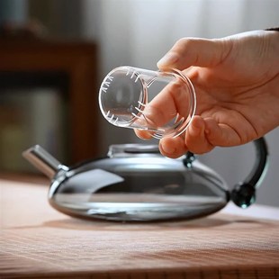 轻奢茶具 高颜值玻璃鼠尾壶烟灰色咖啡壶家用耐高温烧水壶茶壶套装