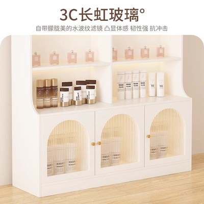 美容院展示柜化妆师饰品美甲陈列柜子玻璃门护肤品置物架多层货架