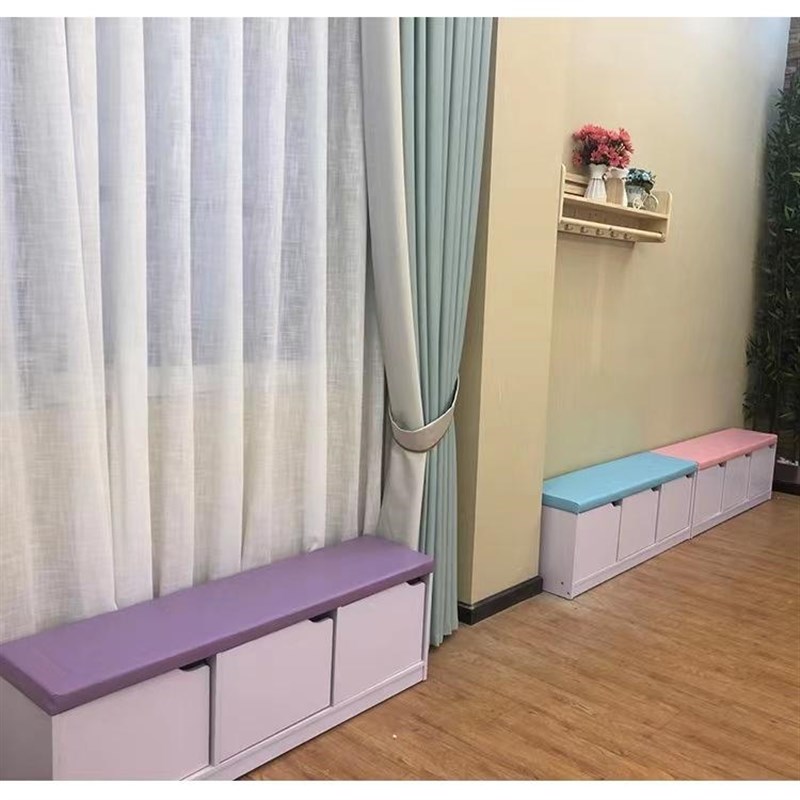 幼儿园软包鞋柜早教中心可坐换鞋凳少儿舞蹈室收纳鞋架组合柜子
