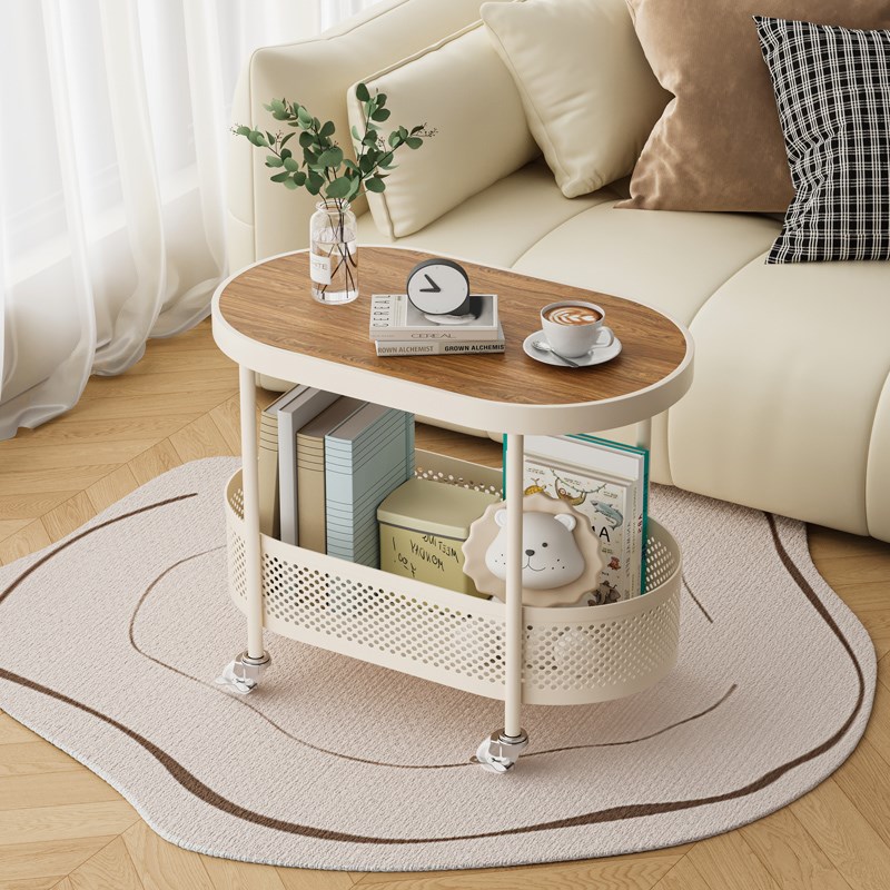 客厅可移动边几带轮沙发茶桌边柜奶油风小推车茶几创W意床头置物