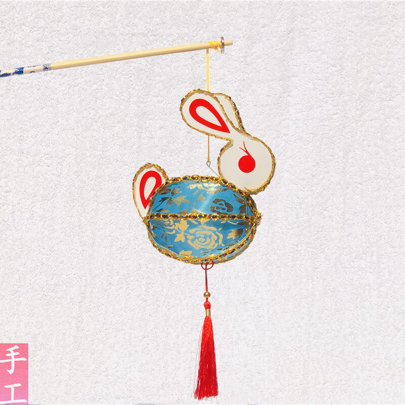 春节元宵中秋节礼品汉服古风节日花灯 手工灯笼 手提发光小兔子灯