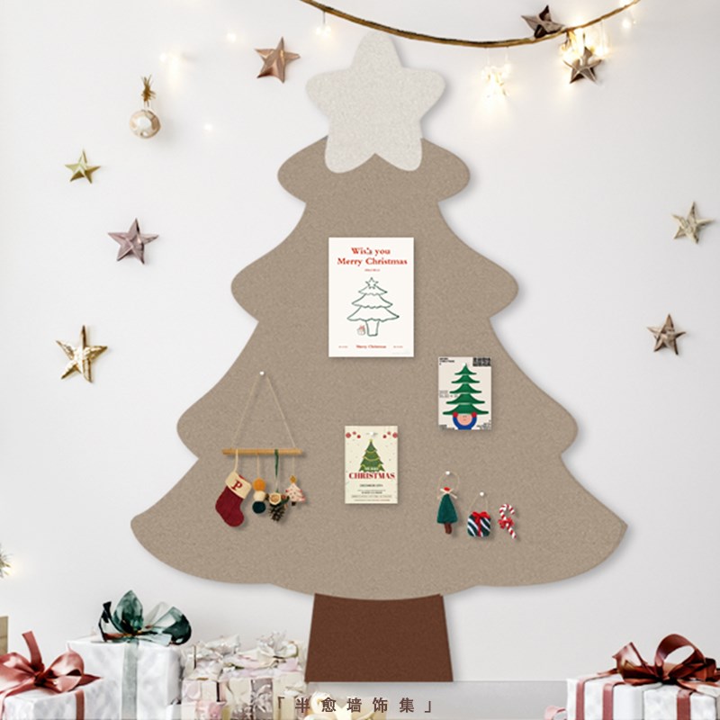 圣诞节主题墙贴房间改造墙上装饰画3d立体圣诞树毛毡照片墙软木板图片