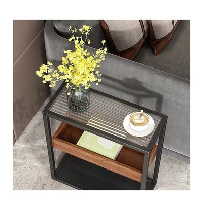 轻奢边几边柜茶几小户型简约现代玻璃小茶几置物架简易床头柜窄边