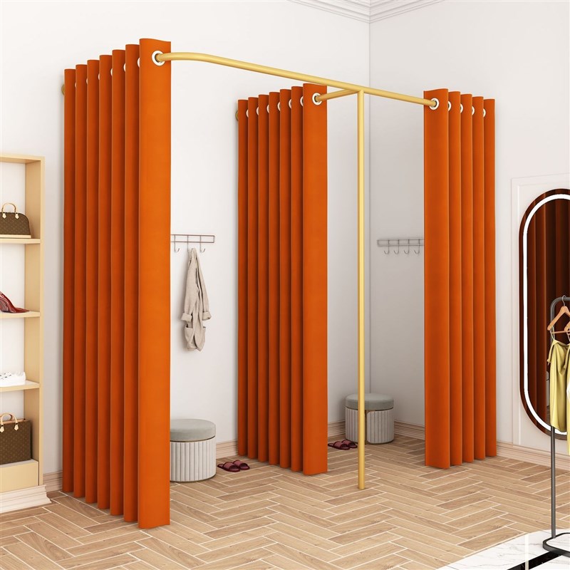 简约现代铁制简易试衣间门帘男女换衣隔断F型纳米金轨道