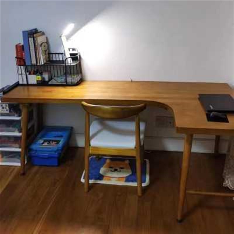 实木转角书桌书架组合卧室家用学生儿童写字台角落拐角台式电脑桌