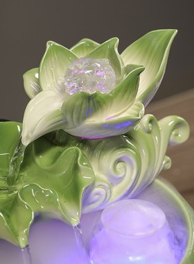 时来运转风水球招财流水摆件循环水喷泉客厅茶台桌面鱼缸装饰品