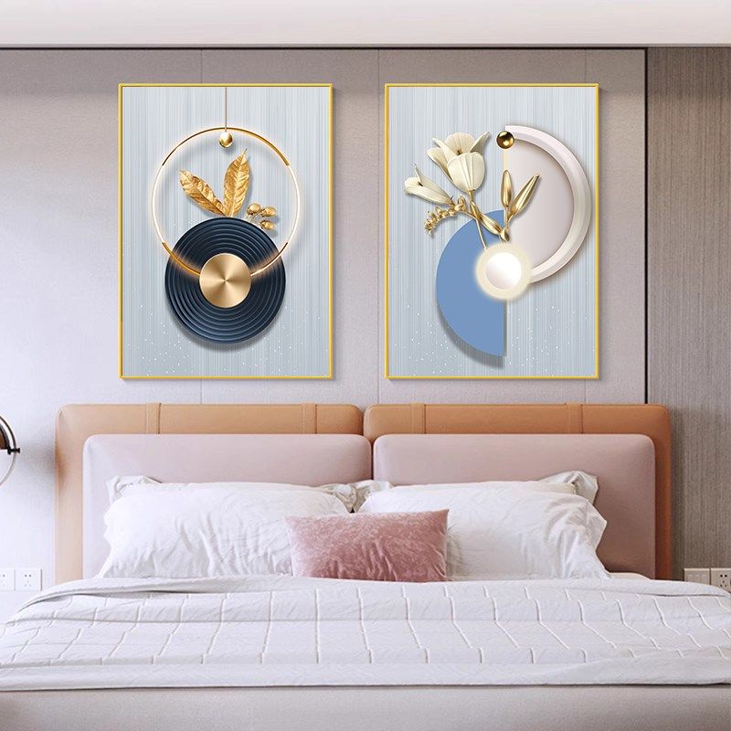 卧室装饰画高级感主卧床头背景墙挂画现代男孩女孩房间床尾墙壁画